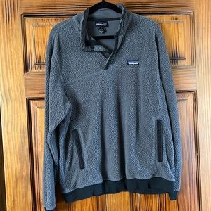 Patagonia Men’s Shearling Button Fleece Pullover in Gray